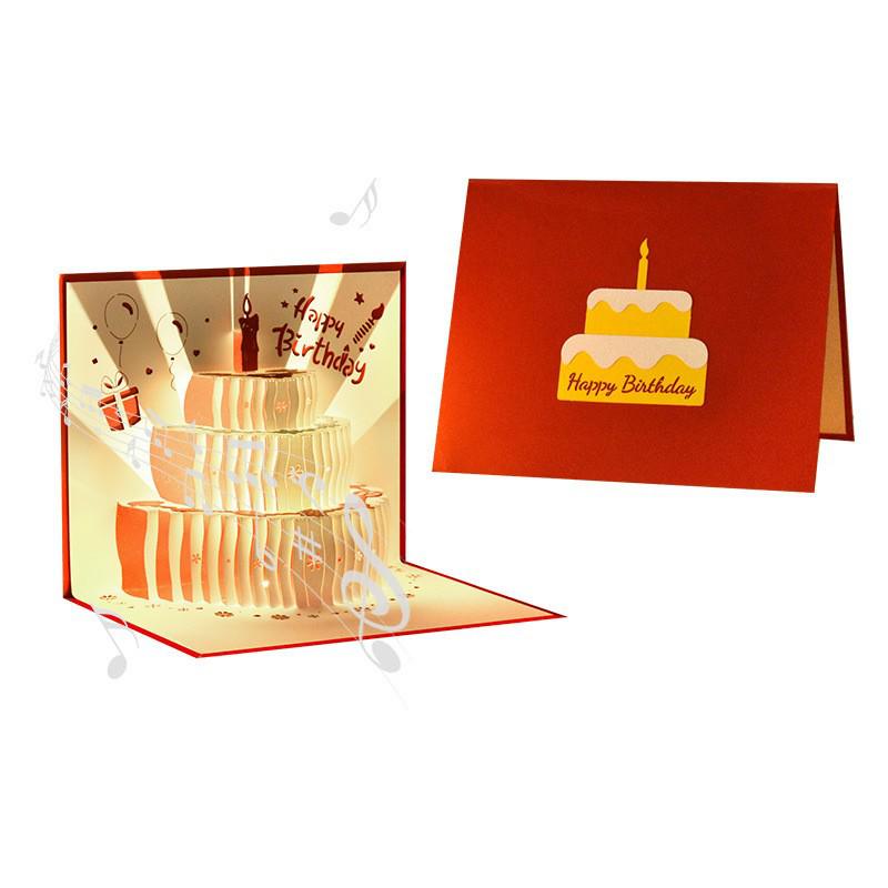 Biglietto Torta di Compleanno Pop-Up 3D - Scultura di Carta Piegata Creativa Regalo per Fidanzato o Fidanzata