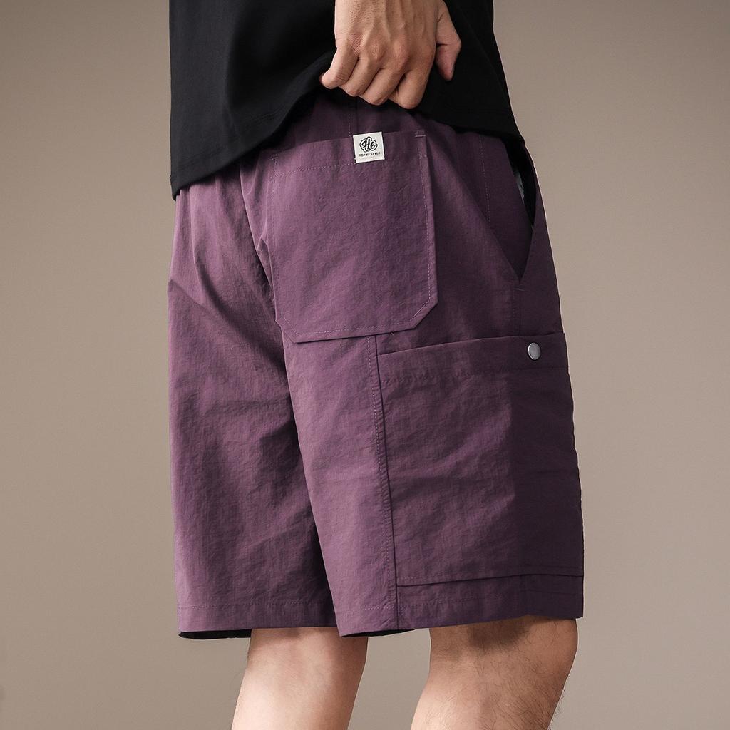 Hochwertige amerikanische Retro-Werkzeugshorts mit mehreren Taschen für Herren, Sommer, dünn, locker, gerade, Sport, Eis-Seide, Fünf-Punkt-Mittelhosen