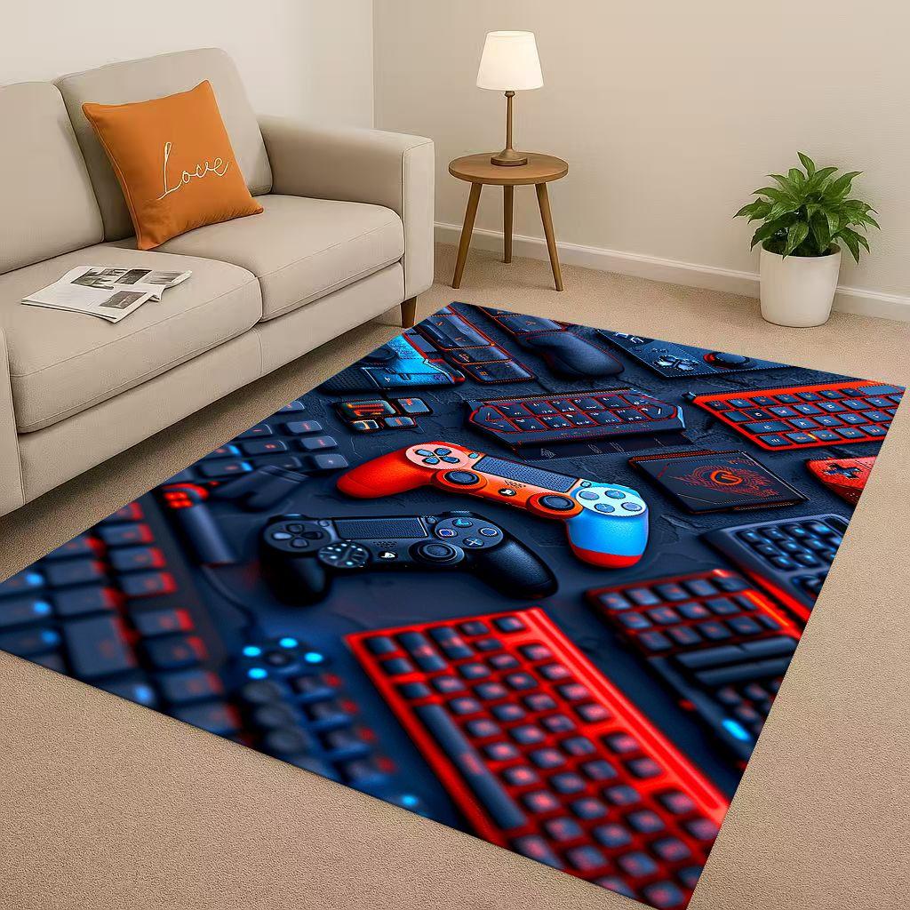 Classic Game Zone Sign Gamer Controller Living Room Non-Slip Area Rug Carpet for Bedroom Kids Playroom Sofa,Home Decor Doormat