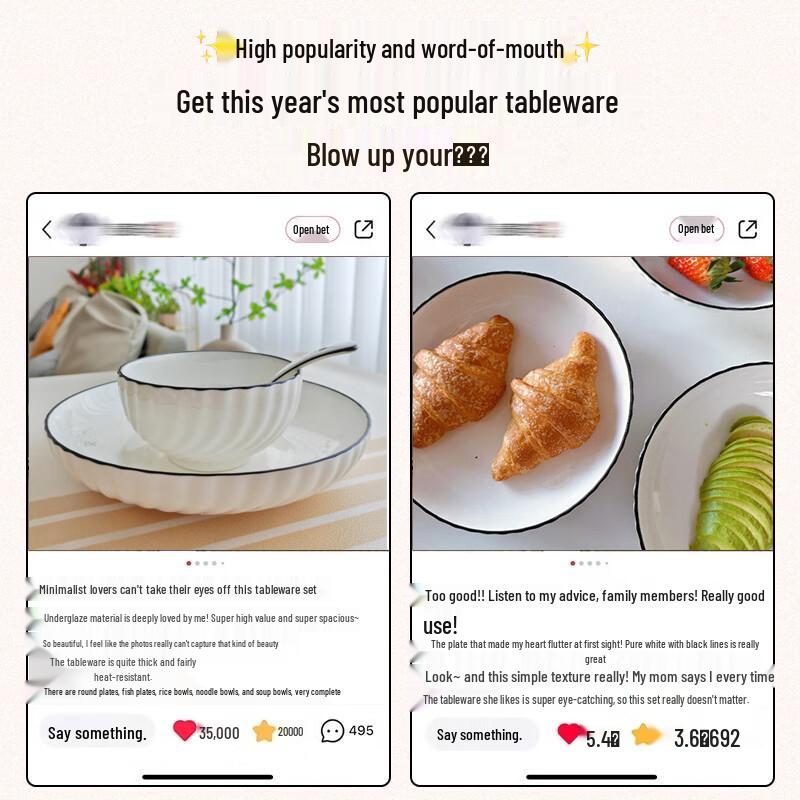 KANGQIN Underglaze Ceramic Dinnerware Set