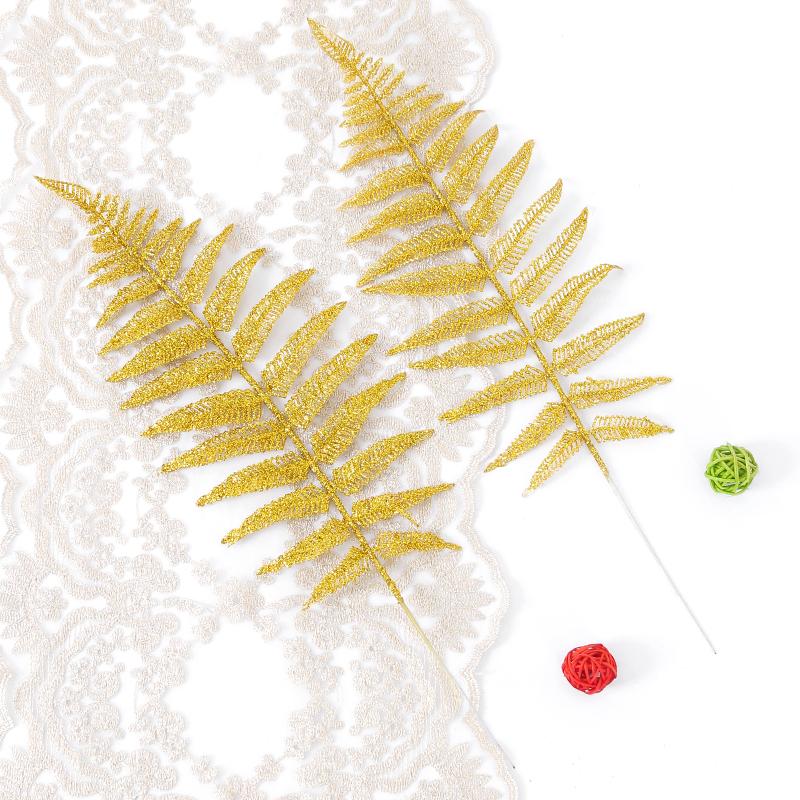 

45cm Artificial Leaves Christmas Decoration Xmas Tree Hanging Ornaments Flower Wreath Wedding Decor New Year Navidad Accessorie 2Pcs золотой