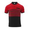 New Contrast-Striped Short-Sleeved Men's Casual Polo Shirt V-Neck Button-Front Top Men's Henley Shirt