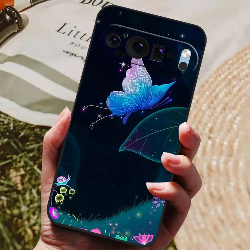 For Google Pixel 9 Pro XL Case Cool Painted Silicone TPU Soft Cover for Googe Pixel 9 9 Pro 8A Cases Black Protective Shells