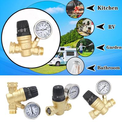 Water Pressure Reducer Brass Adjustable Filter Adjustable Brass Reducer Valve For RV Camping Home Garden Irrigation Plumbing