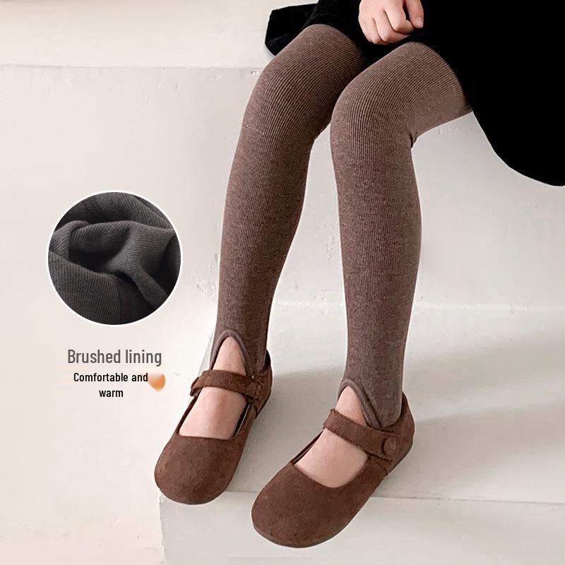 Fleece-lined Kids' Pantyhose & Leggings, Non-slip Dance Socks, and Bodysuits for Spring & Autumn.