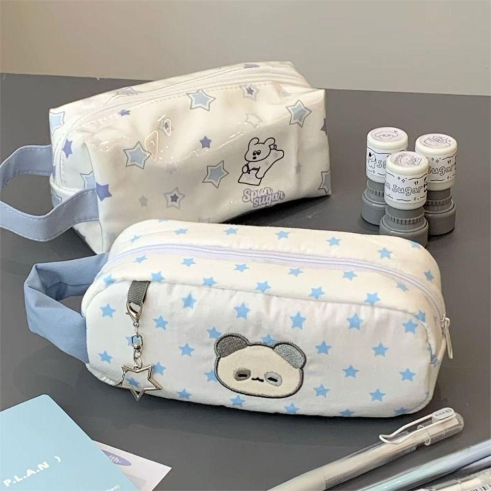 1 Piece Cute Stars Pencil Case Large Capacity Multifunctional Pencil Pouch Pen Box Stylish Practical for School Students Office
