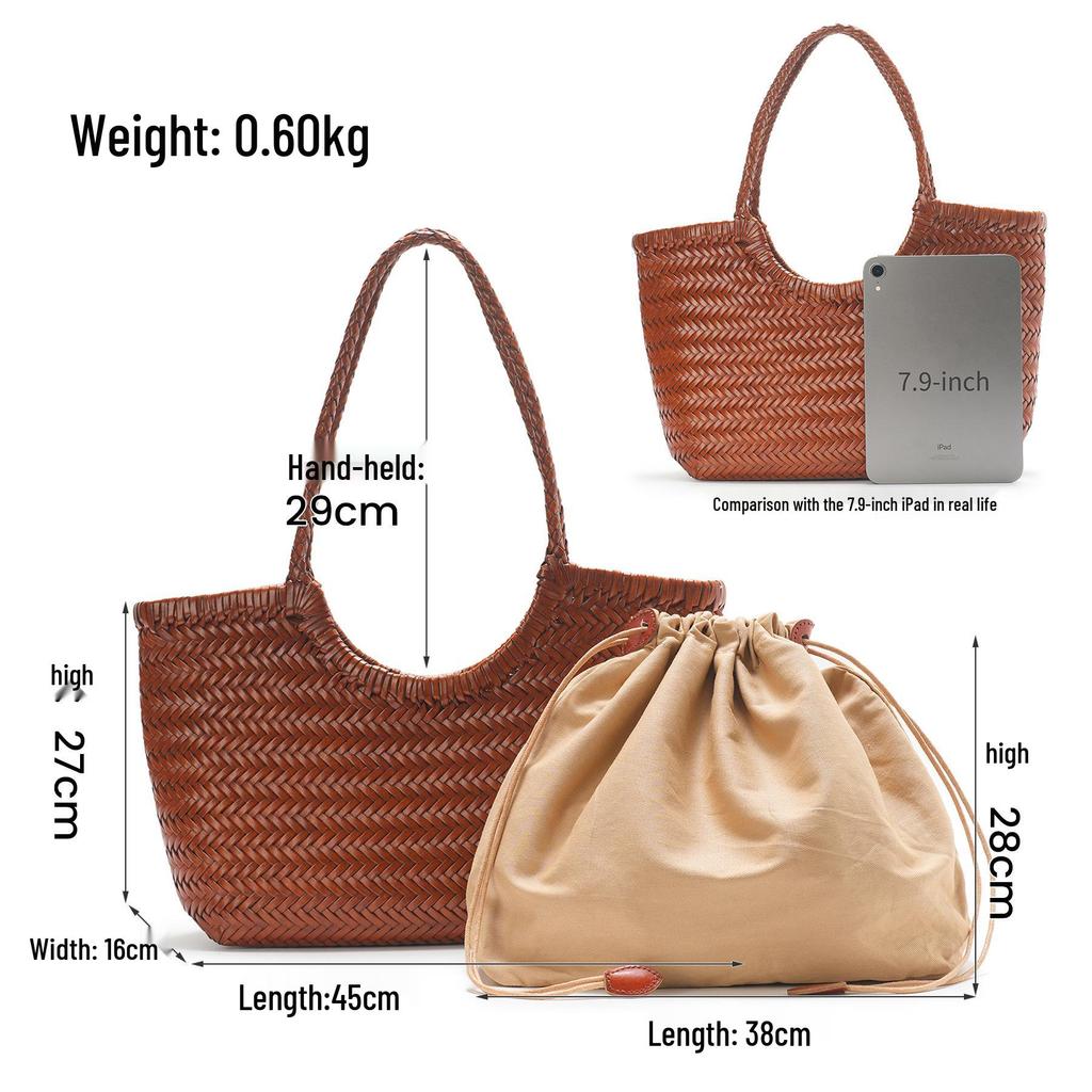 JOGUJOS Genuine Leather Retro Underarm Tote Bag for Women