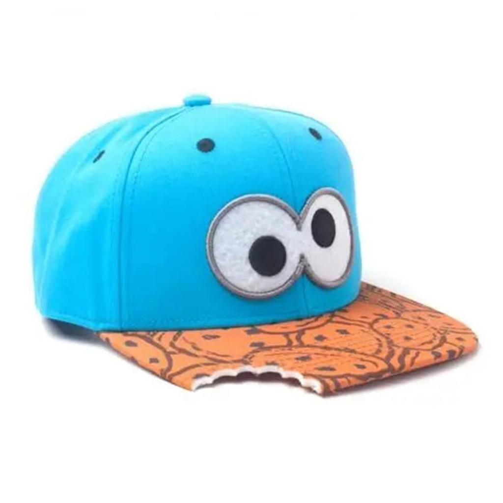 Cartoon Big Eyes Sky Blue Hip-hop Biscuit Bite Hip-hop Flat Brim Cap Adult Men and Women Universal Baseball Cap