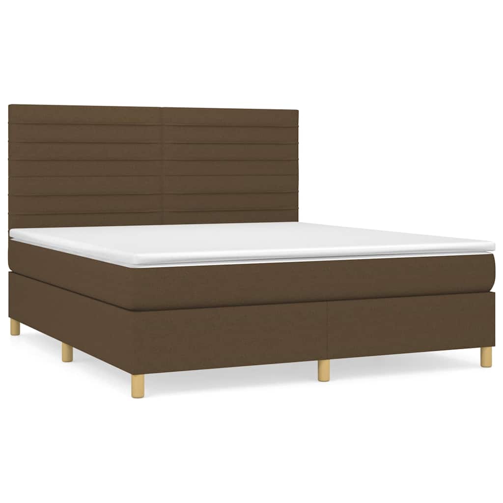 Box Spring Bed with Mattress Dark Brown 180 X 200 Cm Fabric