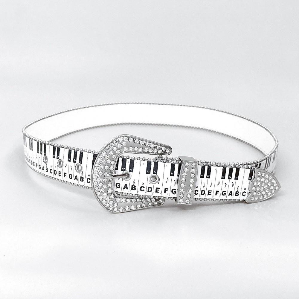 Graffiti Piano Key Note Belt Adjustable Waist Belt Vintage Dress Jeans Belt Streetwear