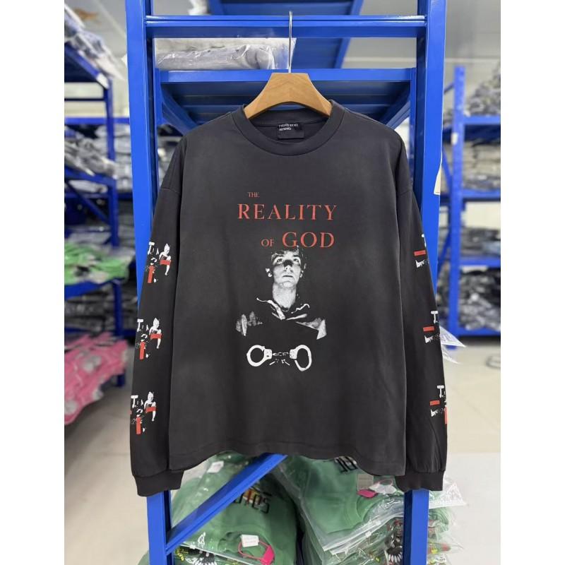 Washed Vintage Long Sleeve T-Shirt Men Loose Fit Cotton Crewneck Streetwear 2026