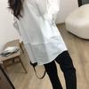YOMORIO Layered Loose Layered Long Big White T-Shirt, Women's, Fit, Top, Sleeve, Oversized, Silhouette, Cotton,