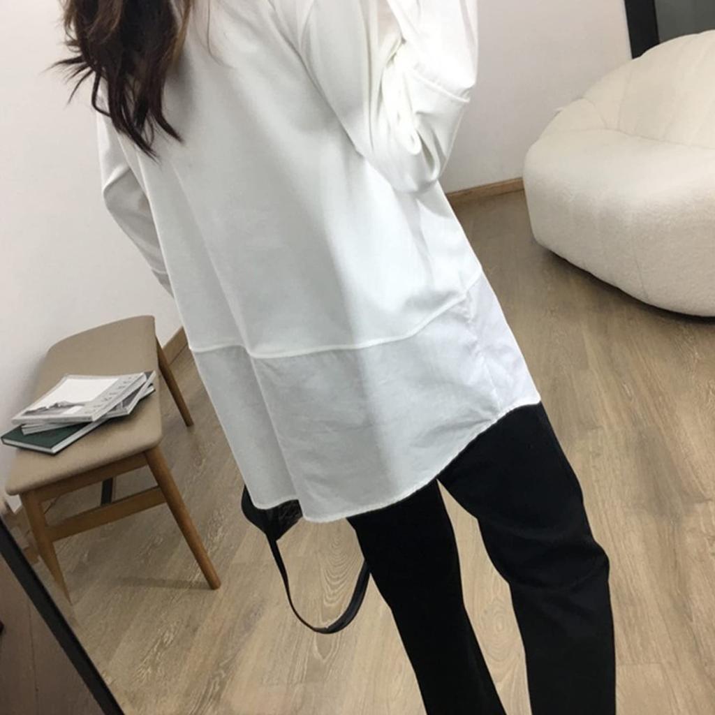 YOMORIO Layered Loose Layered Long Big White T-Shirt, Women's, Fit, Top, Sleeve, Oversized, Silhouette, Cotton,