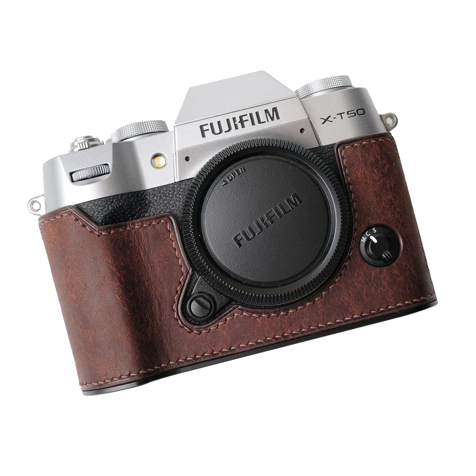 

Совместимый с Iborrys FUJIFILM FUJI Fuji X-T50 эксклюзивный чехол для камеры чехол для камеры сумка для камеры натуральная кожа чистая ручная работа-2-в-1 дизайн посеребренный