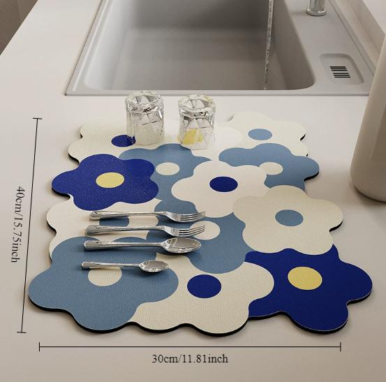 Soft Absorbent Diatomite Mat with Printed Design — Wear-Resistant Mat, Suitable for Coffee Machines, Non-Slip Coasters, Sink Mat