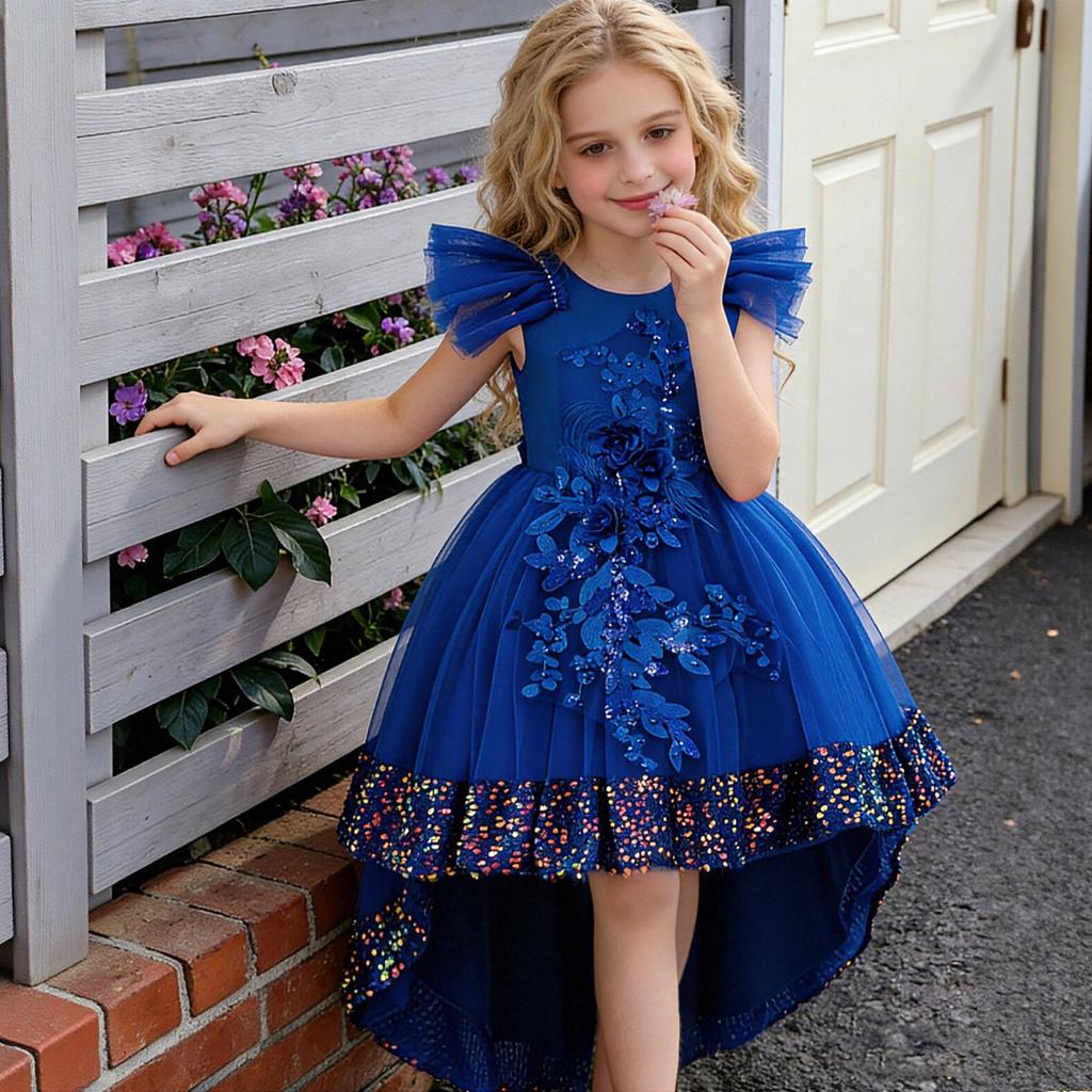 Girls' Princess Dress: New Arrival – Tulle and Sequined Ball Gown with Train for Baby's Birthday Party or Piano Recital