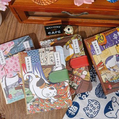 Cute Cartoon Cat Notebook with Magnetic Snap Japanese Sketchbook Travel Notebook Student Diary for Cat Lover