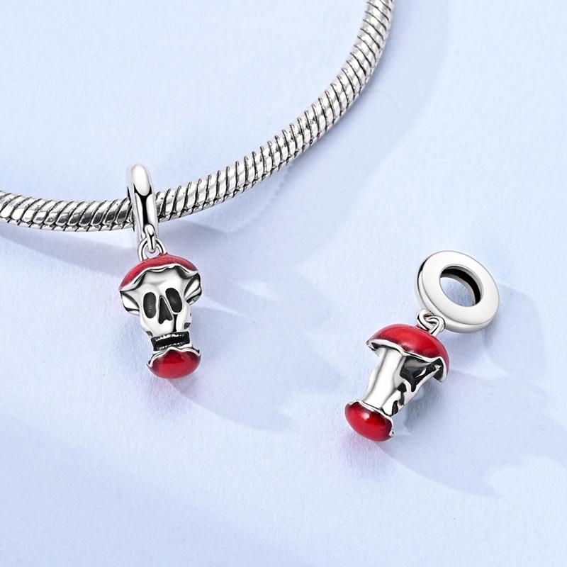 Heart & Organ Charm Copper Red Rose Skull Dangle Pendant Dark Aesthetic Fit Bangle Bracelet Necklace Diy Jewelry