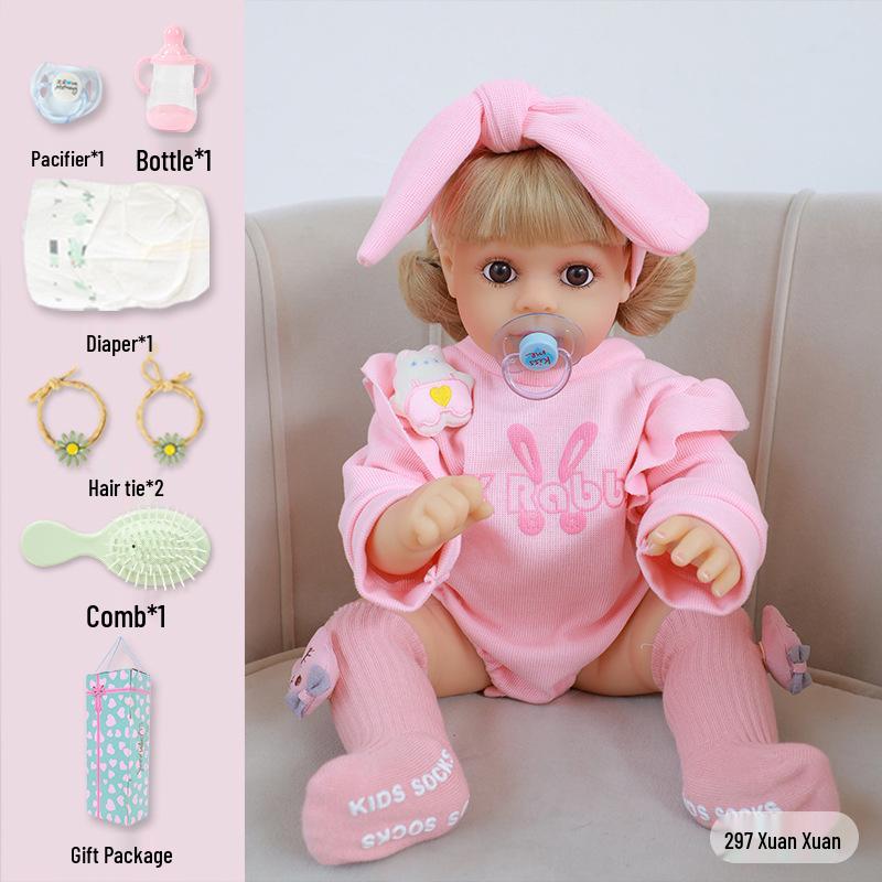 Realistic Silicone Washable Reborn Baby Doll - Soothing Cute Princess Toy Full Silicone Body, Washable