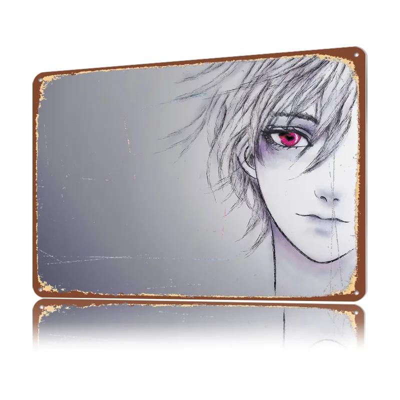 Abstract Portrait Anime Personalized D Textured Metal Poster Wall Art Vintage Tin Signs for Interior Accessories Decor Room
