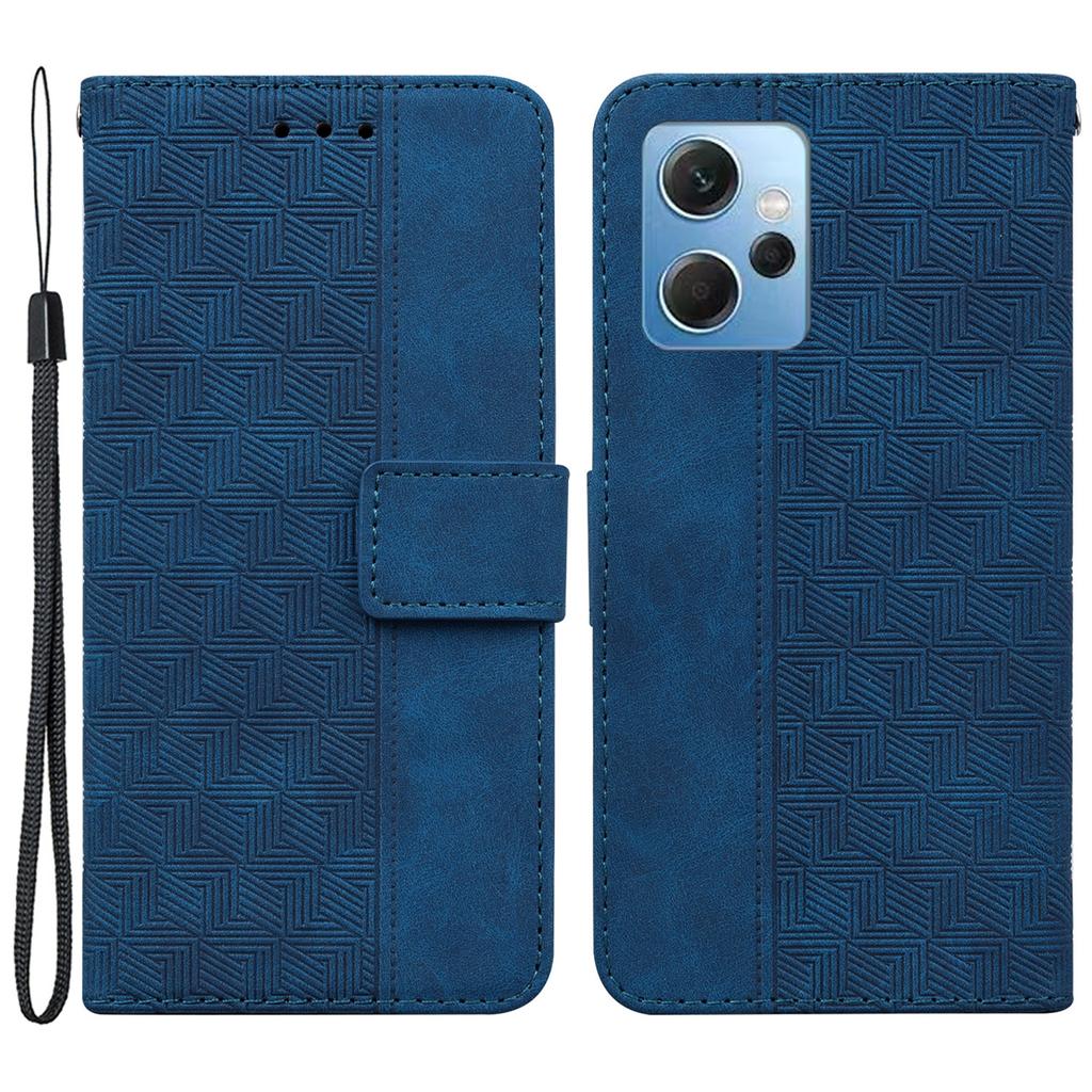 Flip Case for Xiaomi Redmi Note 12 4G PU Leather Wallet Stand Geometry Pattern Imprinted Phone Cover