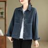 Women's Denim Jacket for Spring and Autumn Hong Kong Style Collar Short Retro Loose Versatile Stylish Casual with Large Pockets Top