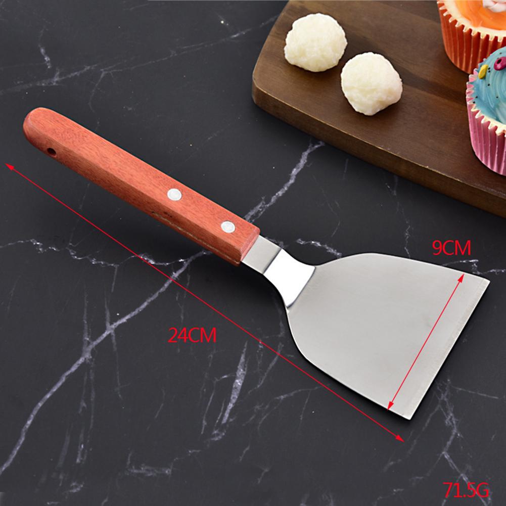 Grill Scraper and Spatula Combined Tool with Stainless Steel Blade and Solid Wood Handle for Multi Task Cooking