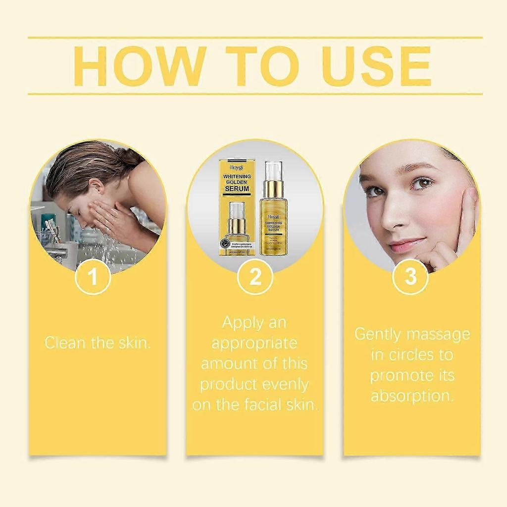 Whitening Golden Serum, Hyaluronic Acid Serum for Face, Brightening Facial Serum, Anti-Aging Anti-Wrinkle Brightening Facial Serum