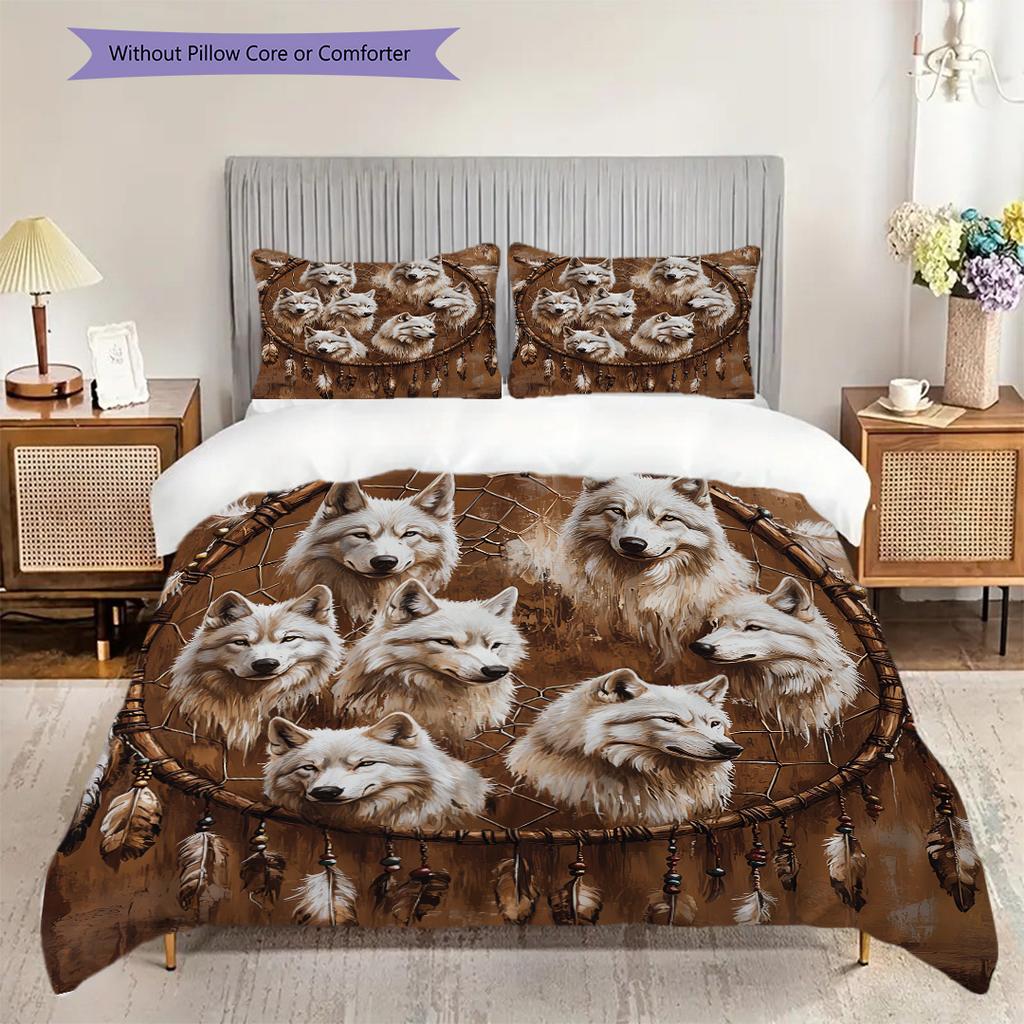 Wolf Pattern Bedding Quilt Set Quilt Cover Pillowcase Home Decoration Birthday Gift (1 * duvet cover + 2 * pillowcase, without core)