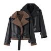 Za Autumn and Winter New Arrivals Women's Clothing Zr European and American Style Fashionable Versatile Lapel Short Leather and Fur Integrated Jacket