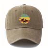 Retro tropical sunset coconut tree patterned baseball cap suitable for outdoor travel, camping, and leisure activities