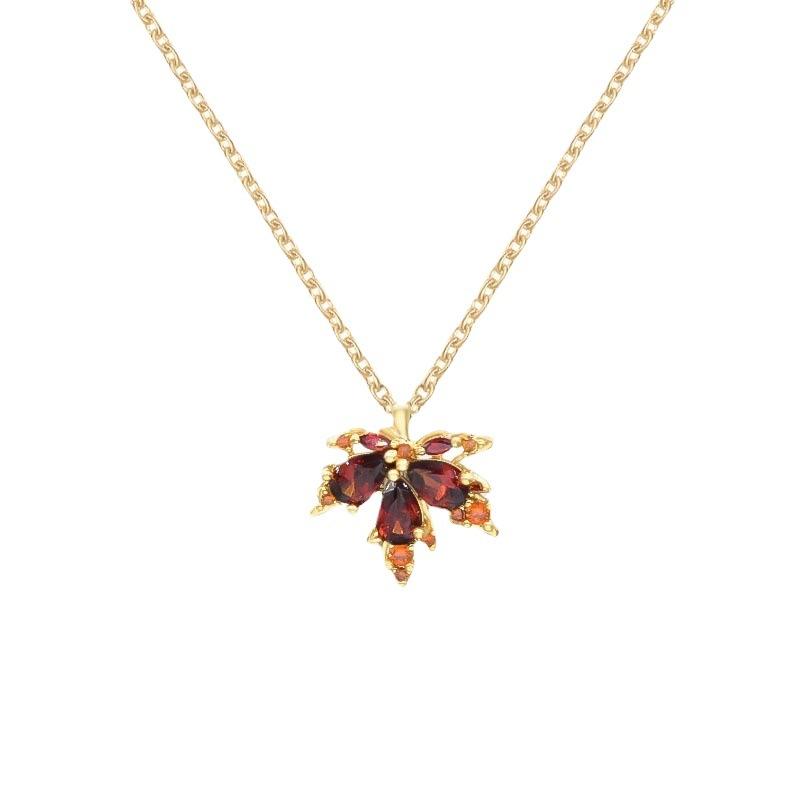 Maple Leaf Necklace Women'S High-End Simple Inlaid Zircon Exquisite Collarbone Chain Star Street Shot Of The Same Style