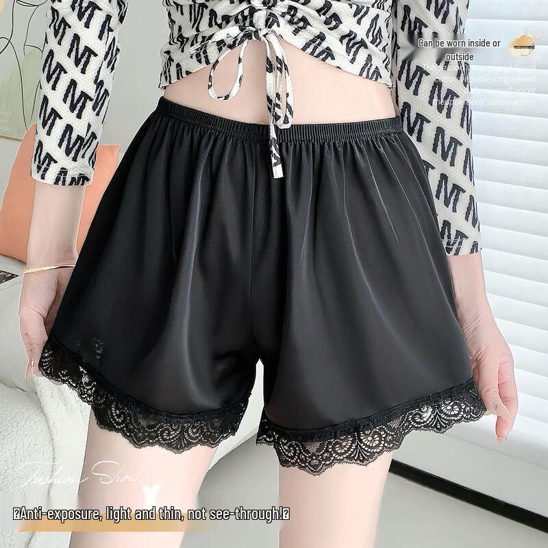 Women's Seamless Ice Silk Lace Anti-Chafe Boxer Briefs