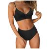 Damen Bikini Set mit tiefem V-Ausschnitt, gepolstert, Push-Up, 2-teilig, Badeanzug, Strandmode
