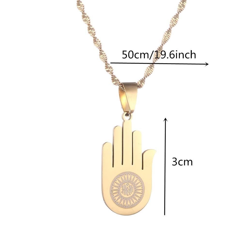 Stainless Steel Jainism Ahimsa Hand Pendant Chain for Women Men