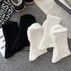6/12 Pairs Men Solid Color Mid Tube Socks Fashionable Black White Color Sweat Absorbing Soft Comfortable Casual Sports Socks