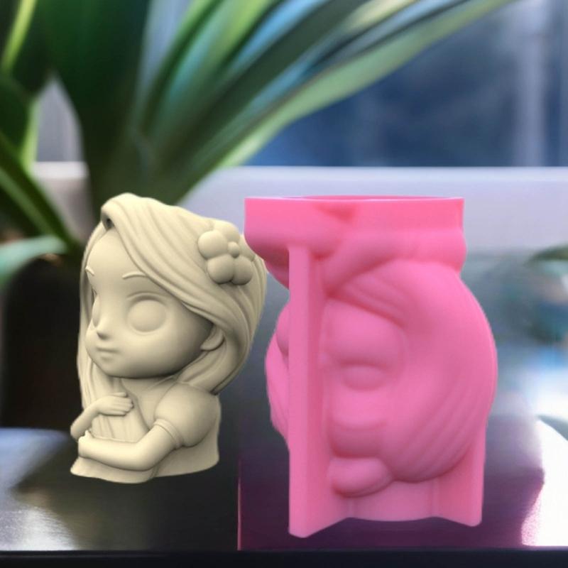 Little Girl Shaped Planter Mold Flowerpots Molds Silicone Concrete Mould Hand-Making Supplies for DIY Flowerpot Crafting