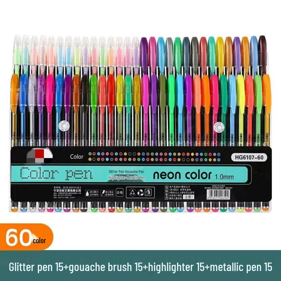 12-Color Glitter Gel Pen Set for Students: Fluorescent Markers for Journals & Notes