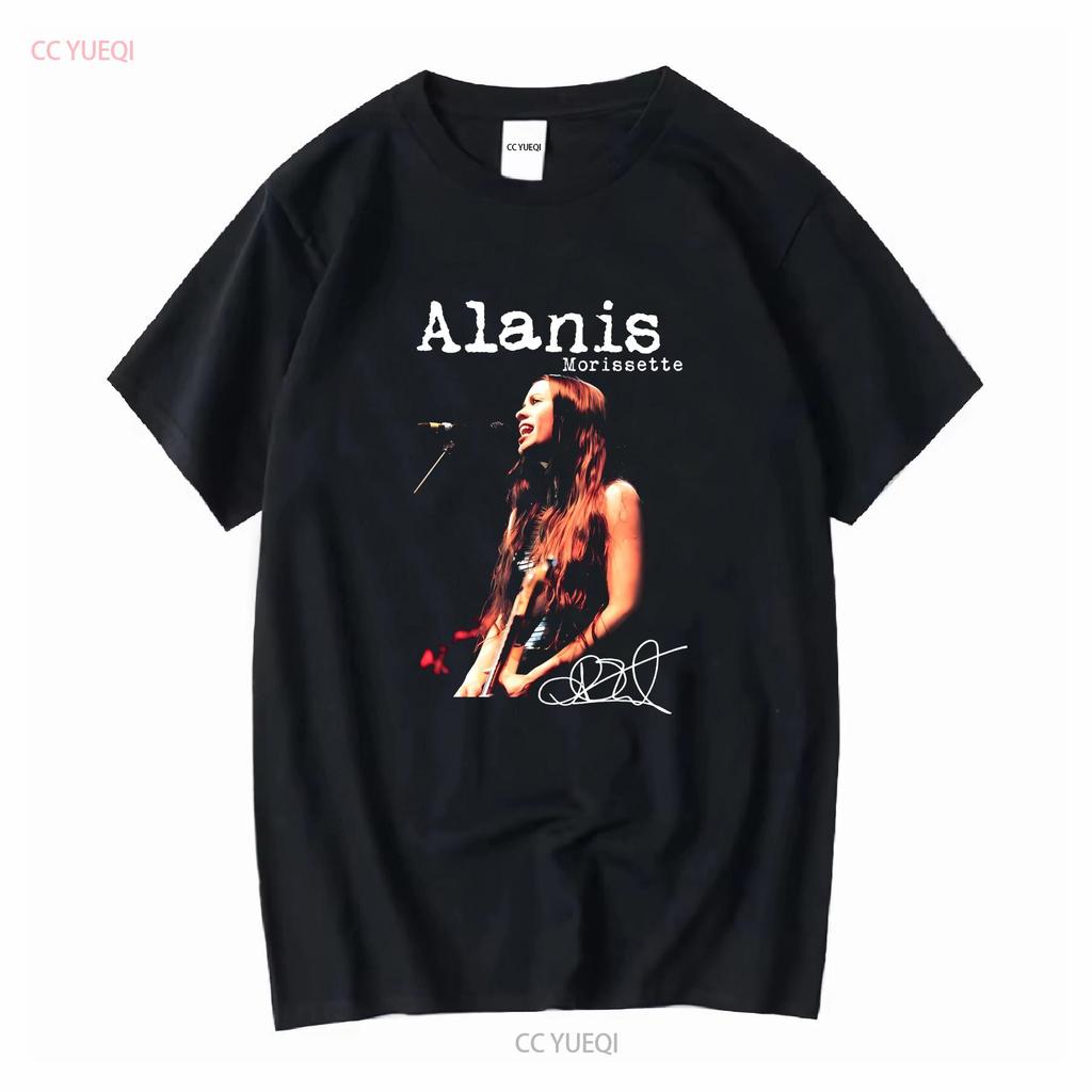 Alanis Morissette Tour Firma Cotone Nero Maglietta vintage Lavata Leggermente Casual alla Moda uomo grafica Comoda
