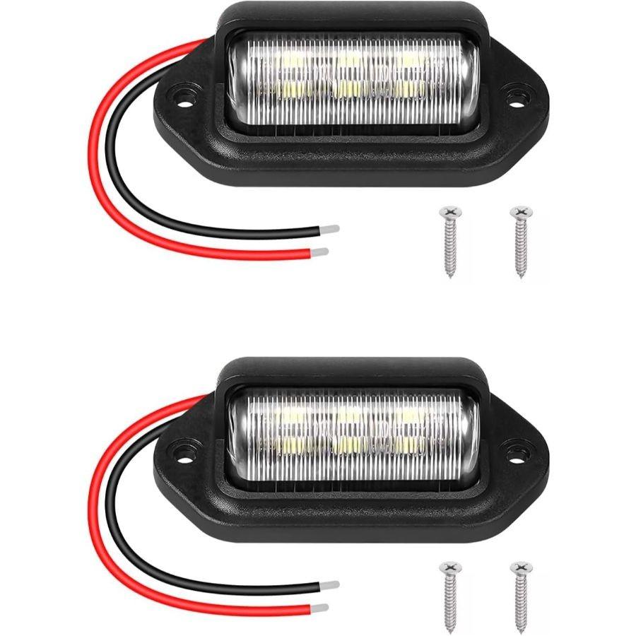 2 PCS 12V Xenon LED License Plate Light, 6 SMD Lamp Taillight Bulbs, Waterpro