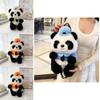 Police Panda Plush Backpack For Girls With Zipper Closure And Cartoon Design