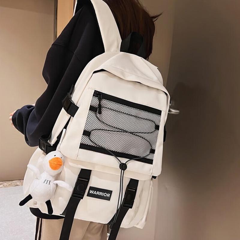 New Warrior Nylon Backpack Large Size Unisex White H22B08U50327