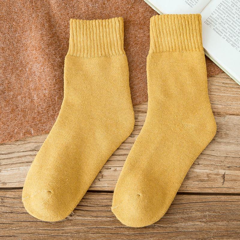 Terry Plus Velvet Women's Thick Mid-Calf Towel Socks - Warm Autumn/Winter Knee-Highs for Teens