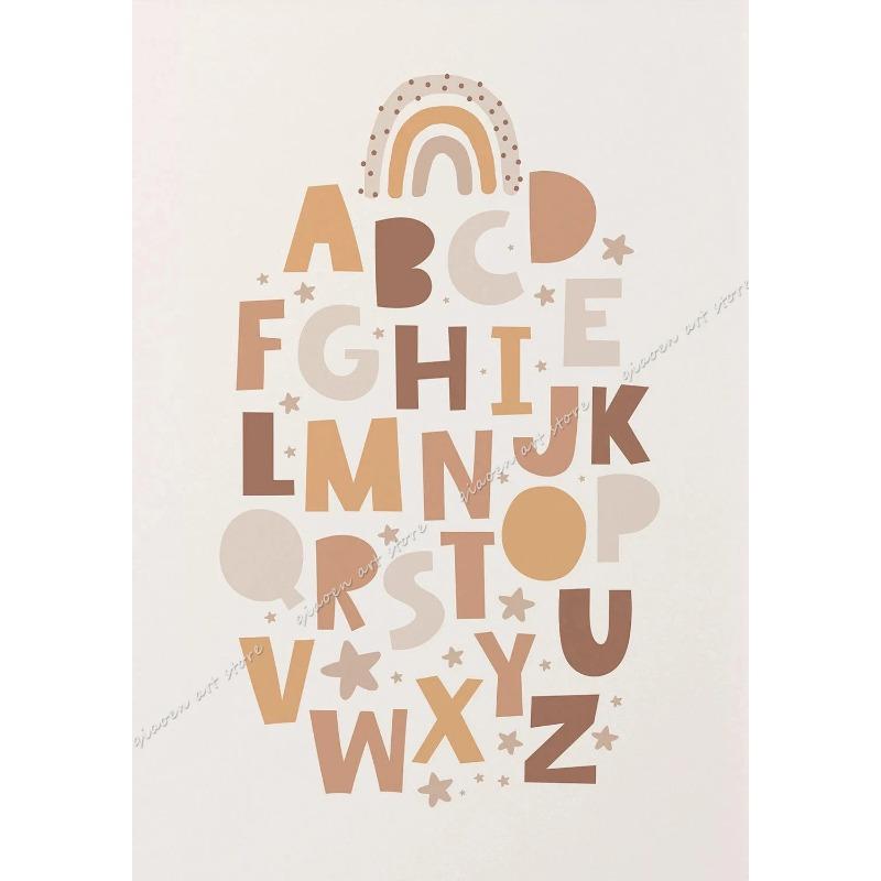 Boho Cartoon ABC Alphabet Animal Posters  Prints  Canvas Wall Art for Nursery Kids Room Home Decor  Educational Decor