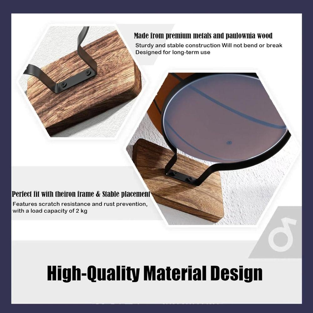 Wooden Base Basketball Holder Multi-functional Space Saving Football Wall Mount Universal Display Rack Home Decor