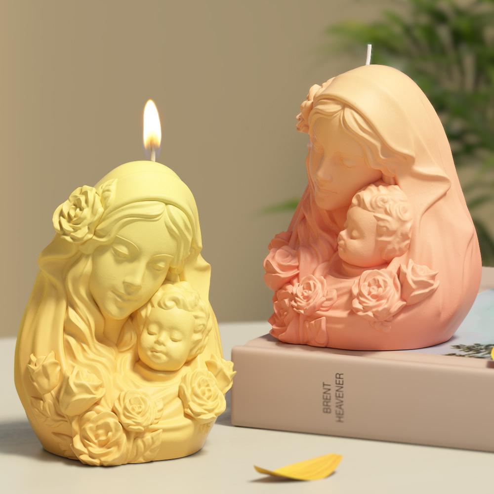 Mother's Day Aromatherapy Candle Silicone Mold Soap Mould Mother and Child Ornament Aromatherapy Gypsum Mold Mother’s Day Gift
