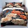 Floral Print Bedding Set with Peonies Bedding Set (1 Duvet Cover, 2 Pillowcases, Duvet Not Included)