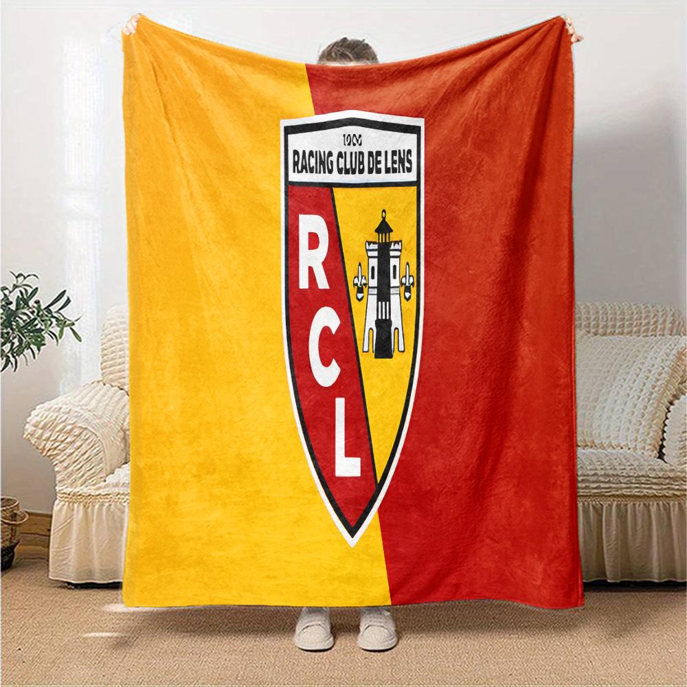 Racing Club Lens Crest Flannel Blanket, Soft Polyester, Modern Design, All-Season for Camping, Travel, Gifts for holidays or birthdays