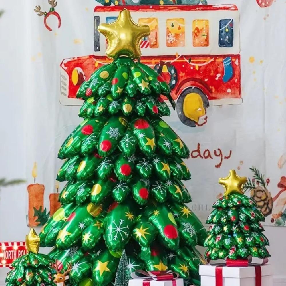 Large 3D Standing Christmas Tree Foil Balloon with LED Lights New Year Party Decoration Supplies Home Xmas Decor Photo Props