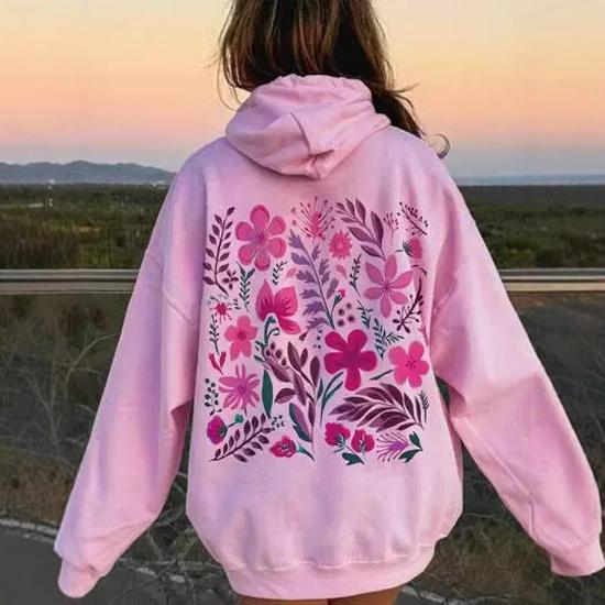 European Pink Flower Hoodie - Cute Design
